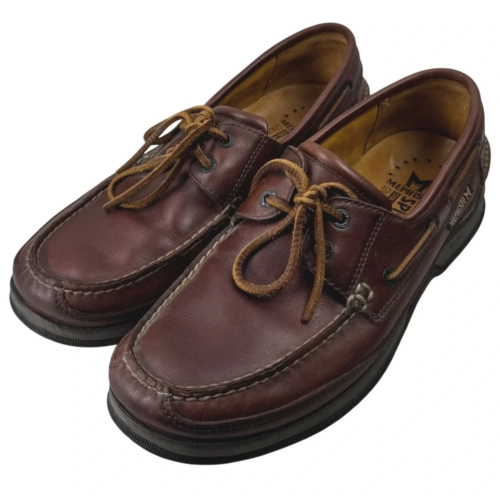 Mephisto Spinnaker Boat Shoes Mens 9.5 Brown Leather Air-Bag System Loafer